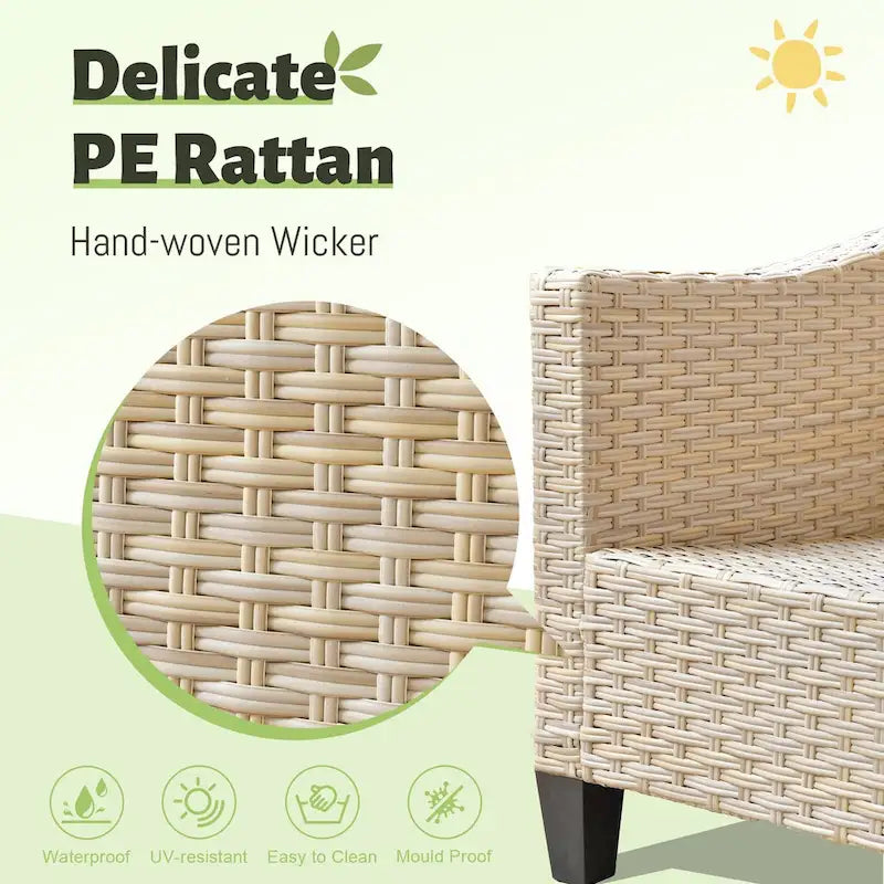 Ensemble de canapés de conversation 8 pièces en osier pour patio HOOOWOOO