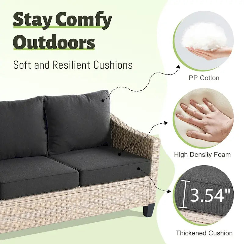 Ensemble de canapés de conversation 8 pièces en osier pour patio HOOOWOOO