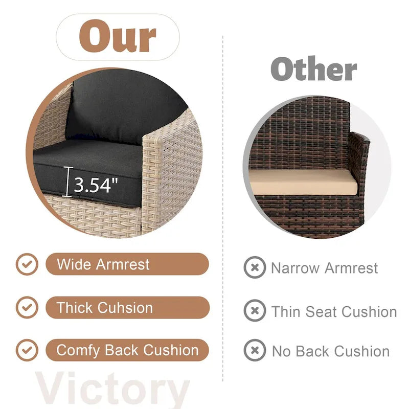 Ensemble de canapés de conversation 8 pièces en osier pour patio HOOOWOOO