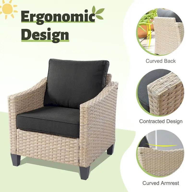 Ensemble de canapés de conversation 8 pièces en osier pour patio HOOOWOOO