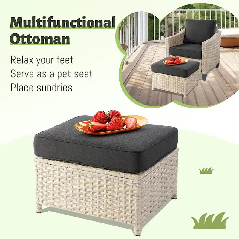 Ensemble de canapés de conversation 8 pièces en osier pour patio HOOOWOOO