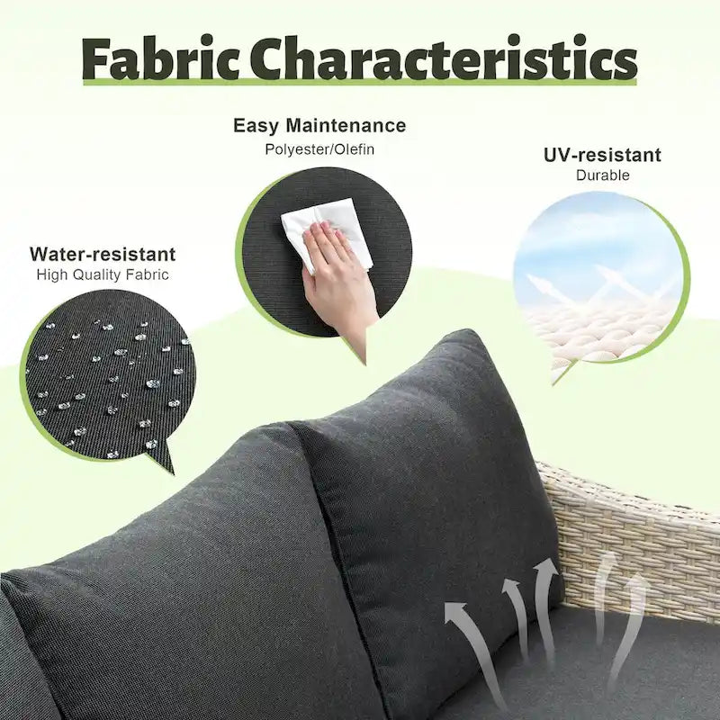 Ensemble de canapés de conversation 8 pièces en osier pour patio HOOOWOOO