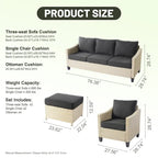 Ensemble de canapés de conversation 8 pièces en osier pour patio HOOOWOOO