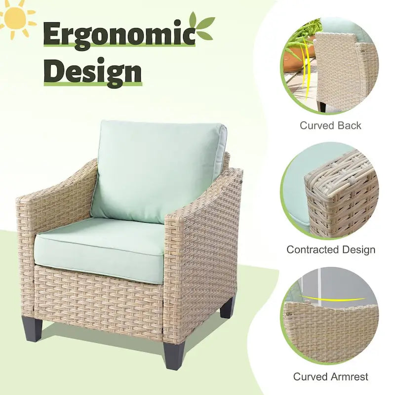 Ensemble de canapés de conversation 8 pièces en osier pour patio HOOOWOOO