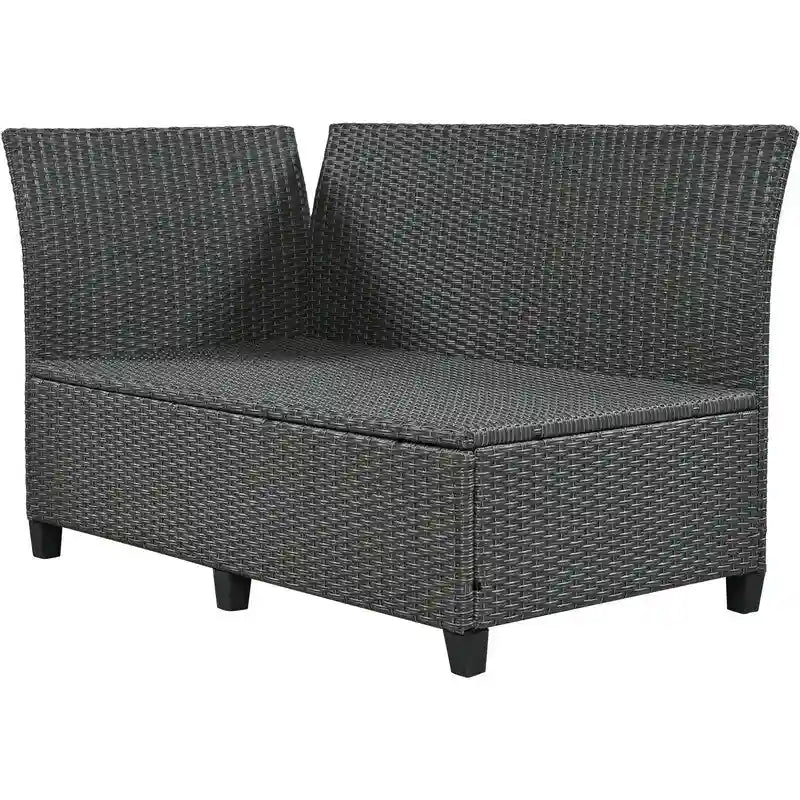 Ensemble de canapé d'angle en rotin 5 pièces avec 2 tables d'appoint extensibles