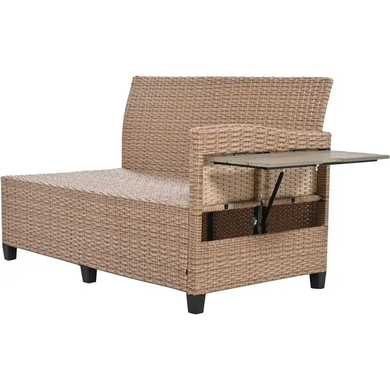 Ensemble de canapé d'angle en rotin 5 pièces avec 2 tables d'appoint extensibles