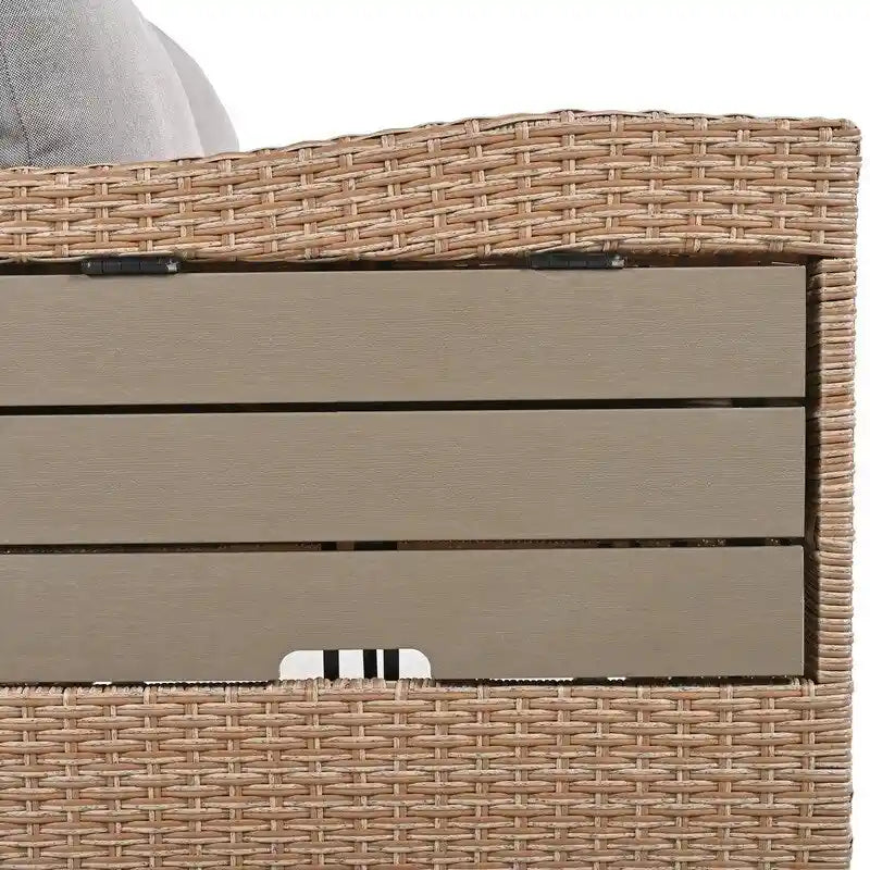 Ensemble de canapé d'angle en rotin 5 pièces avec 2 tables d'appoint extensibles