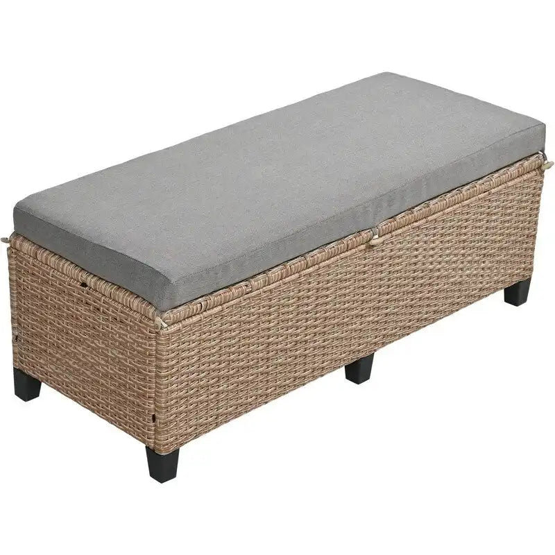 Ensemble de canapé d'angle en rotin 5 pièces avec 2 tables d'appoint extensibles