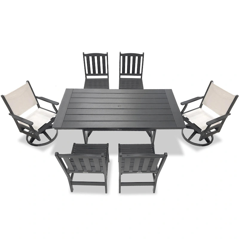 Ensemble de salle à manger pivotant LuXeo Tuscany Sling 7 pièces