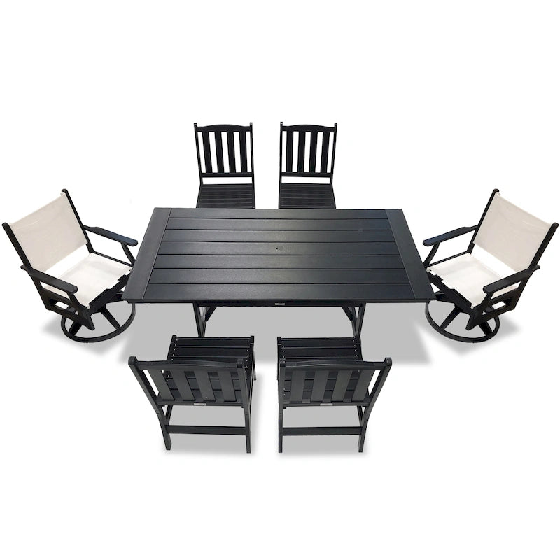 Ensemble de salle à manger pivotant LuXeo Tuscany Sling 7 pièces
