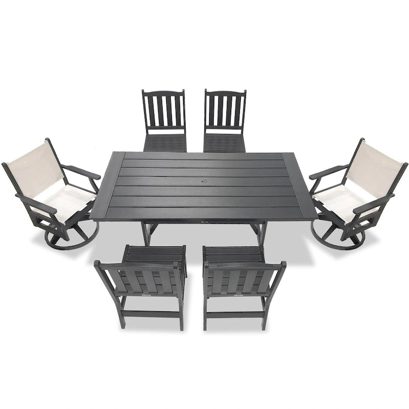 Ensemble de salle à manger pivotant LuXeo Tuscany Sling 7 pièces