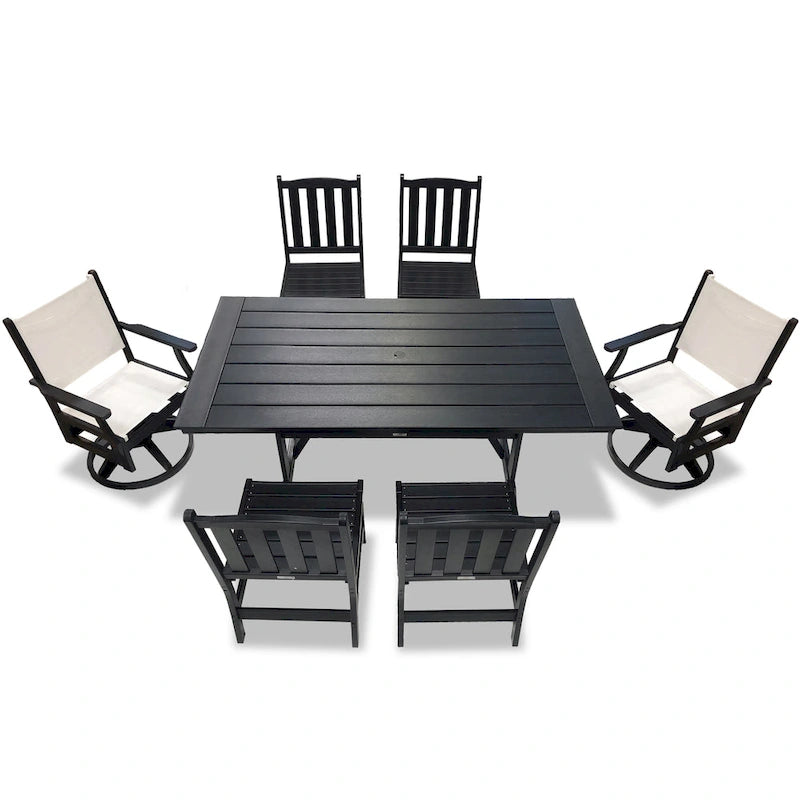 Ensemble de salle à manger pivotant LuXeo Tuscany Sling 7 pièces