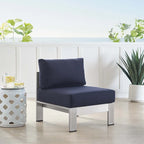 Chaise de patio extérieure sans accoudoirs en aluminium et tissu Sunbrella Shore