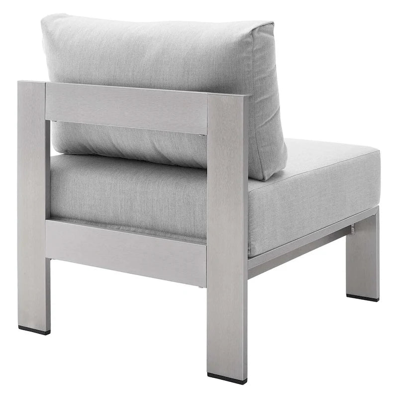 Chaise de patio extérieure sans accoudoirs en aluminium et tissu Sunbrella Shore