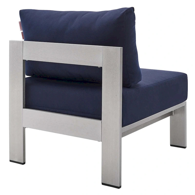Chaise de patio extérieure sans accoudoirs en aluminium et tissu Sunbrella Shore