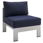 Chaise de patio extérieure sans accoudoirs en aluminium et tissu Sunbrella Shore