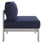 Chaise de patio extérieure sans accoudoirs en aluminium et tissu Sunbrella Shore