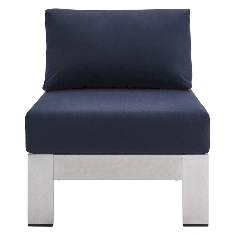 Chaise de patio extérieure sans accoudoirs en aluminium et tissu Sunbrella Shore