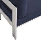 Chaise de patio extérieure sans accoudoirs en aluminium et tissu Sunbrella Shore