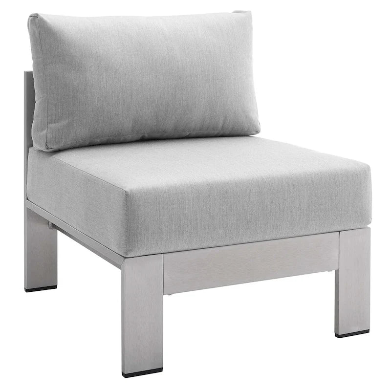 Chaise de patio extérieure sans accoudoirs en aluminium et tissu Sunbrella Shore