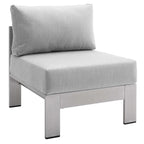 Chaise de patio extérieure sans accoudoirs en aluminium et tissu Sunbrella Shore