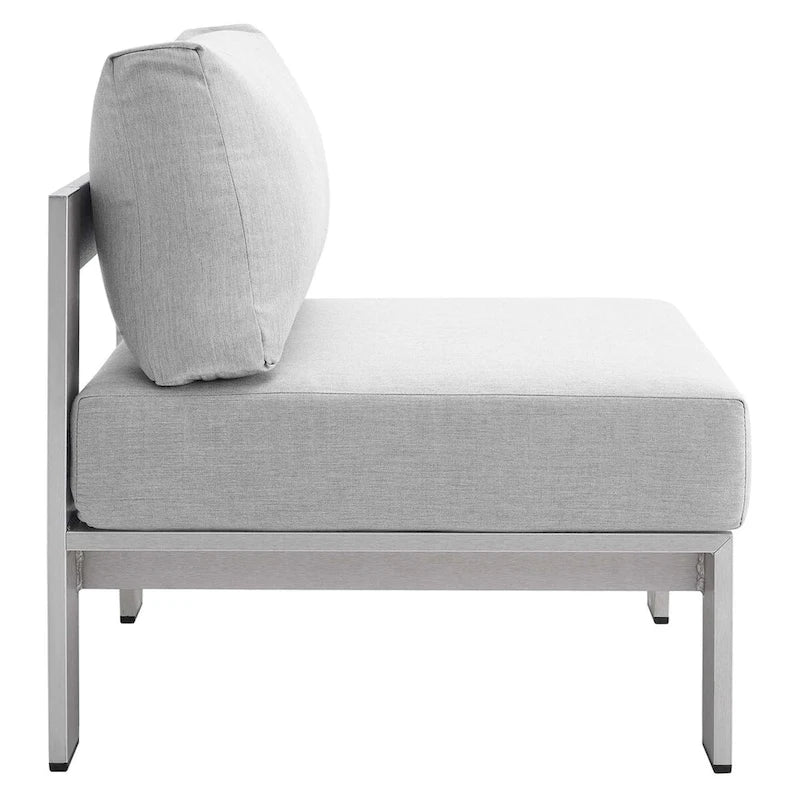 Chaise de patio extérieure sans accoudoirs en aluminium et tissu Sunbrella Shore
