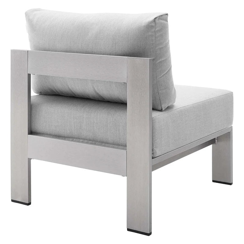 Chaise de patio extérieure sans accoudoirs en aluminium et tissu Sunbrella Shore