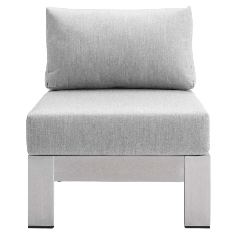 Chaise de patio extérieure sans accoudoirs en aluminium et tissu Sunbrella Shore