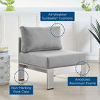 Chaise de patio extérieure sans accoudoirs en aluminium et tissu Sunbrella Shore