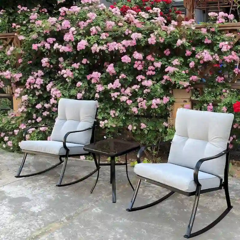 Ensemble fauteuil à bascule et table basse de taille moyenne, hauteur de chaise ergonomique conçue pour réduire la flexion des genoux