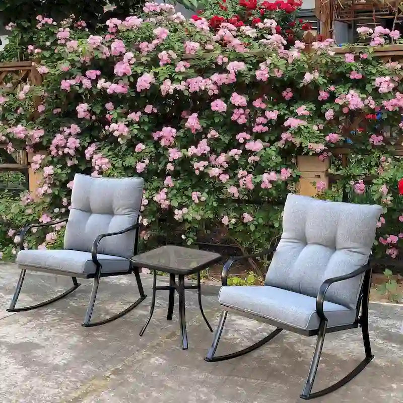 Ensemble fauteuil à bascule et table basse de taille moyenne, hauteur de chaise ergonomique conçue pour réduire la flexion des genoux