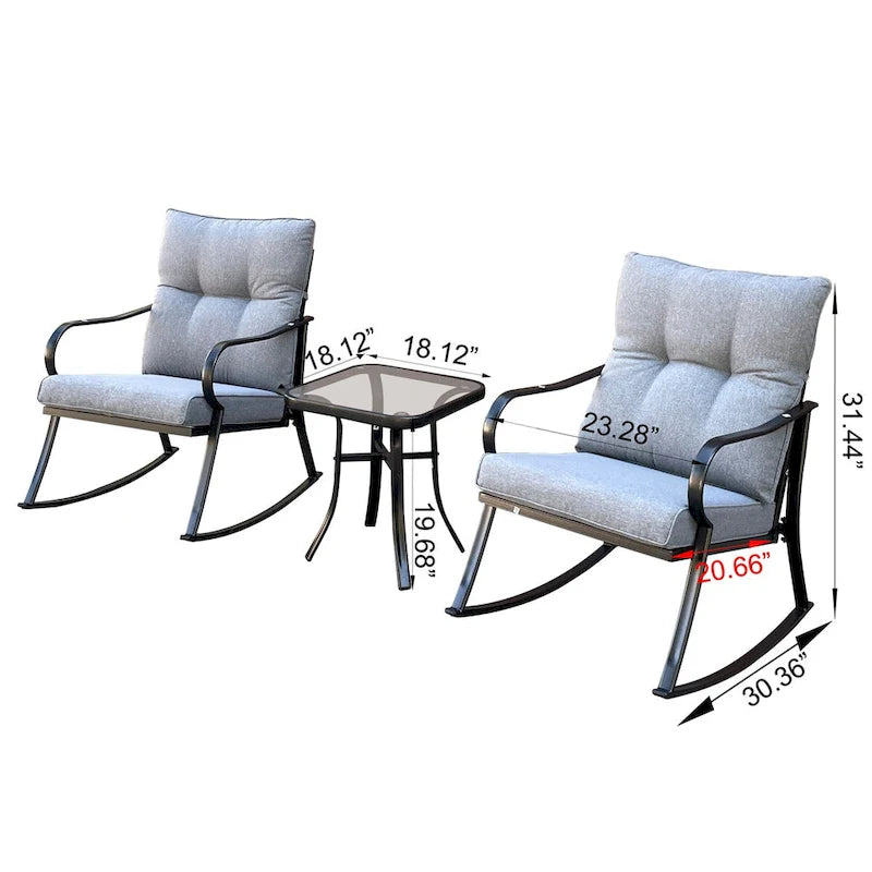 Ensemble fauteuil à bascule et table basse de taille moyenne, hauteur de chaise ergonomique conçue pour réduire la flexion des genoux