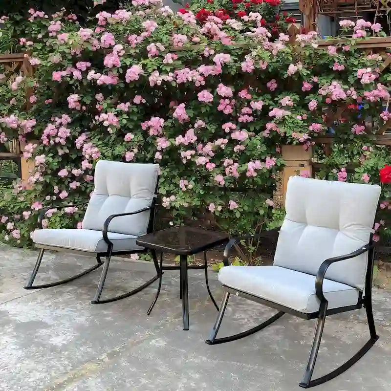 Ensemble fauteuil à bascule et table basse de taille moyenne, hauteur de chaise ergonomique conçue pour réduire la flexion des genoux