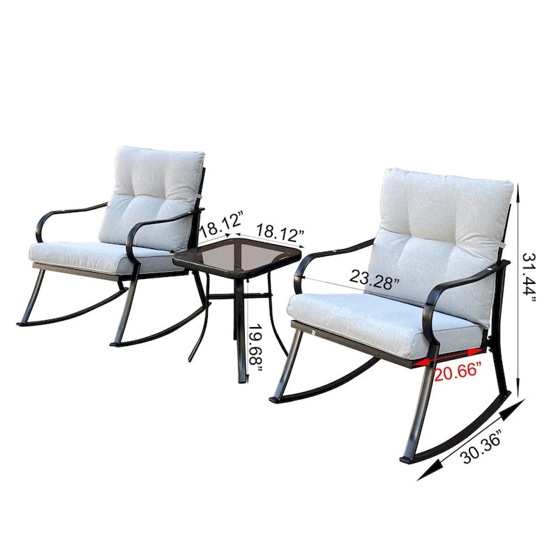 Ensemble fauteuil à bascule et table basse de taille moyenne, hauteur de chaise ergonomique conçue pour réduire la flexion des genoux