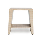 Classic Home Rosen Outdoor Round Stone End Table in Beige