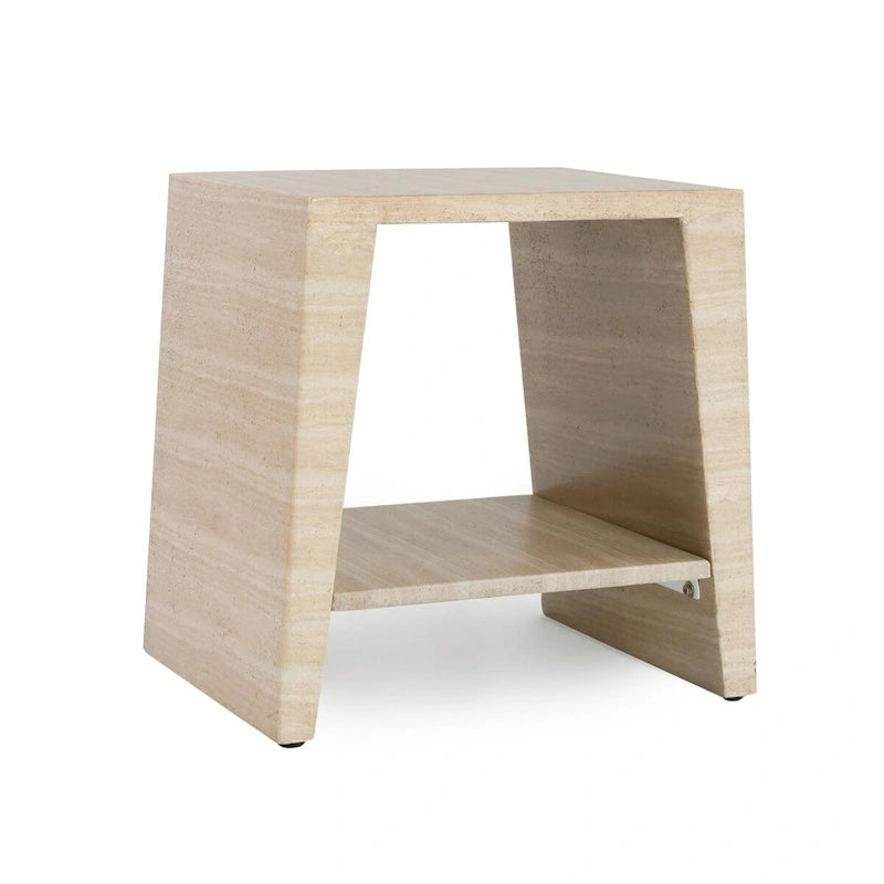 Table d'appoint ronde d'extérieur Classic Home Rosen en pierre beige