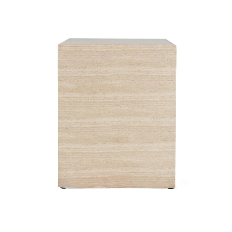 Table d'appoint ronde d'extérieur Classic Home Rosen en pierre beige