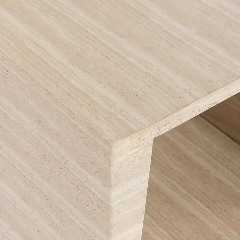 Table d'appoint ronde d'extérieur Classic Home Rosen en pierre beige