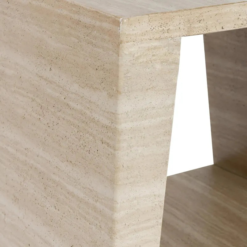 Table d'appoint ronde d'extérieur Classic Home Rosen en pierre beige