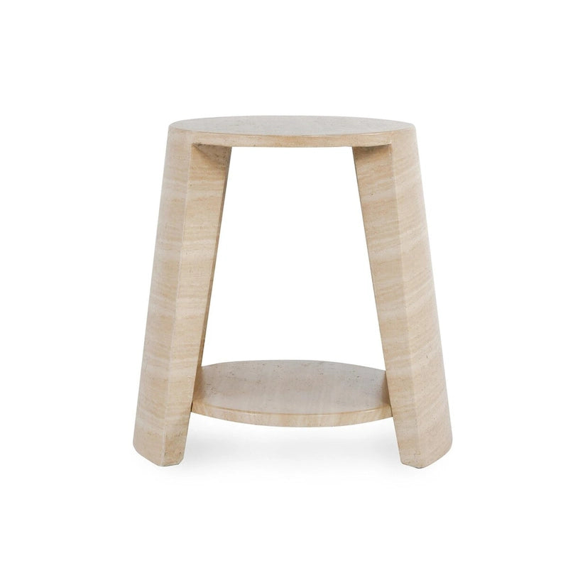 Table d'appoint ronde d'extérieur Classic Home Rosen en pierre beige