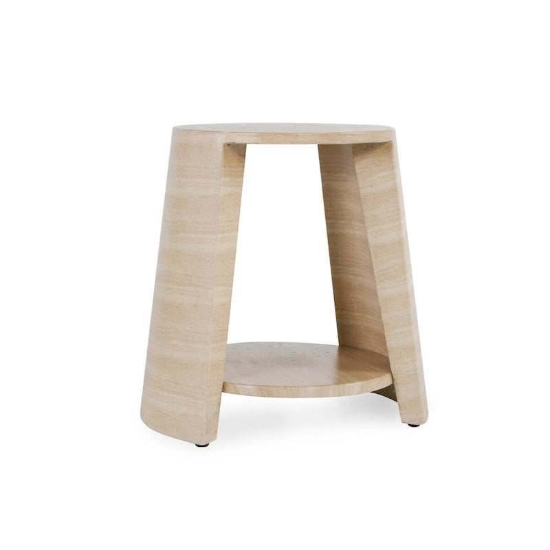 Table d'appoint ronde d'extérieur Classic Home Rosen en pierre beige