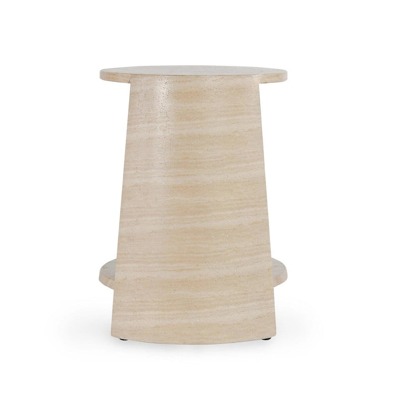 Table d'appoint ronde d'extérieur Classic Home Rosen en pierre beige