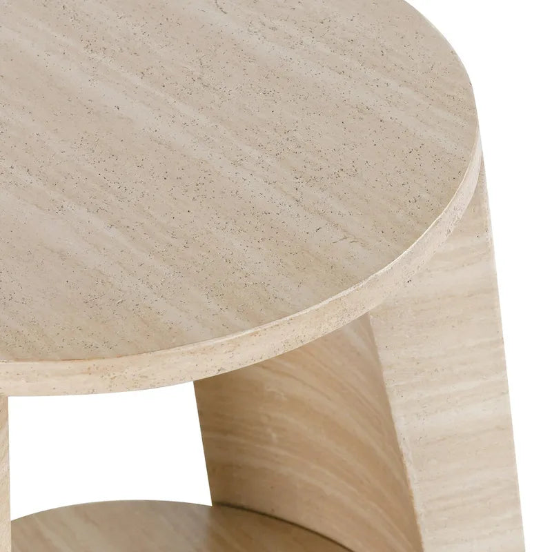 Table d'appoint ronde d'extérieur Classic Home Rosen en pierre beige