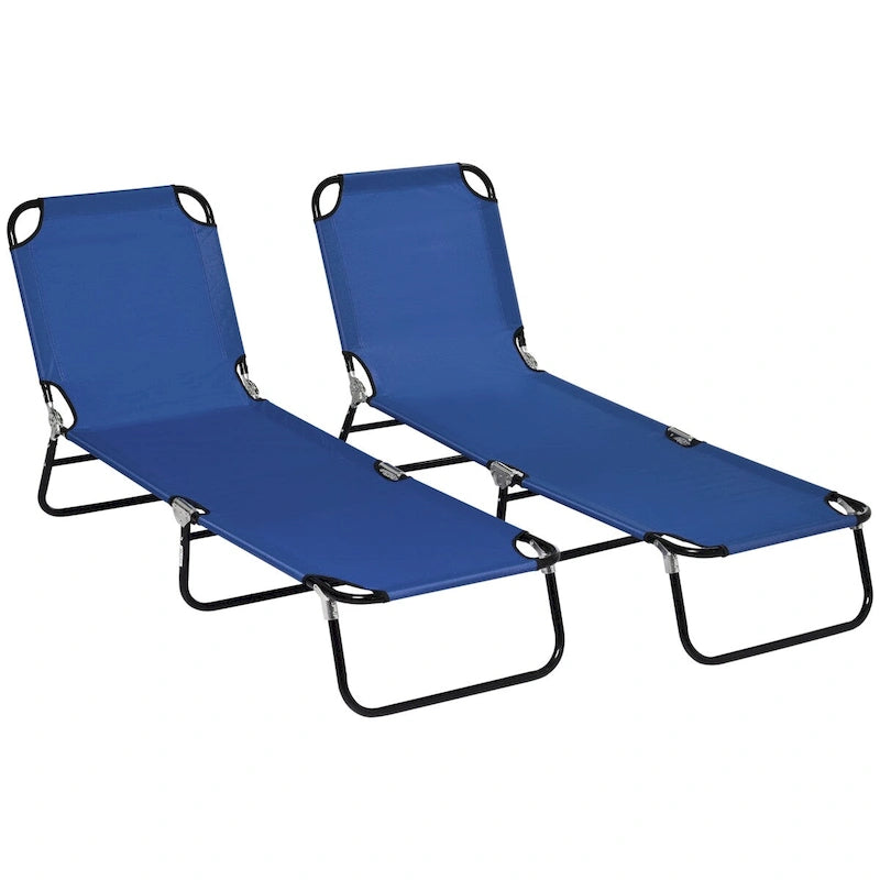 Chaise longue pliante d'extérieur en 2 parties avec dossier inclinable à 5 positions et structure en acier