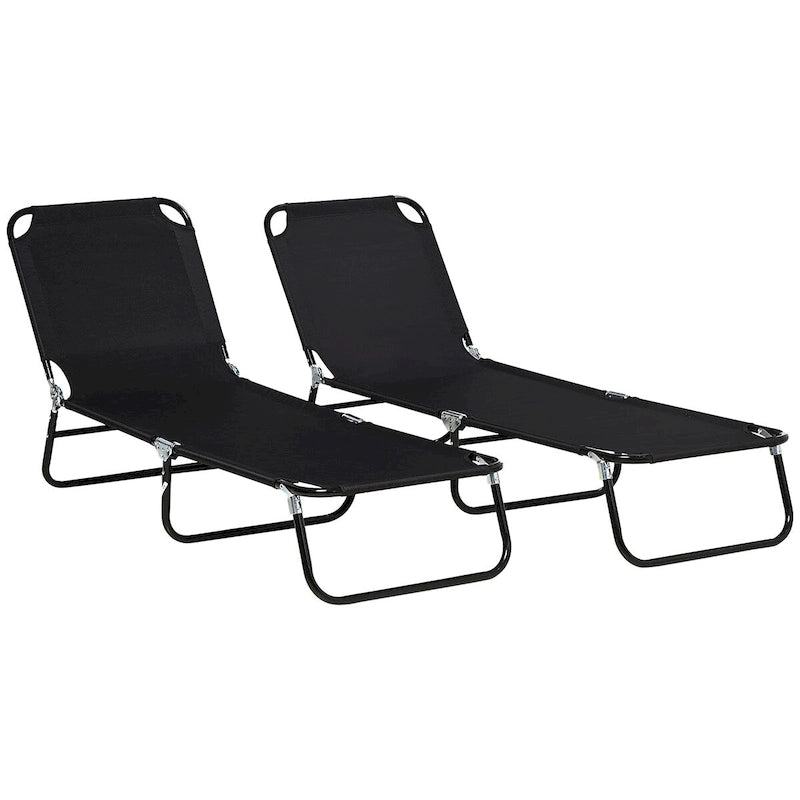 Chaise longue pliante d'extérieur en 2 parties avec dossier inclinable à 5 positions et structure en acier