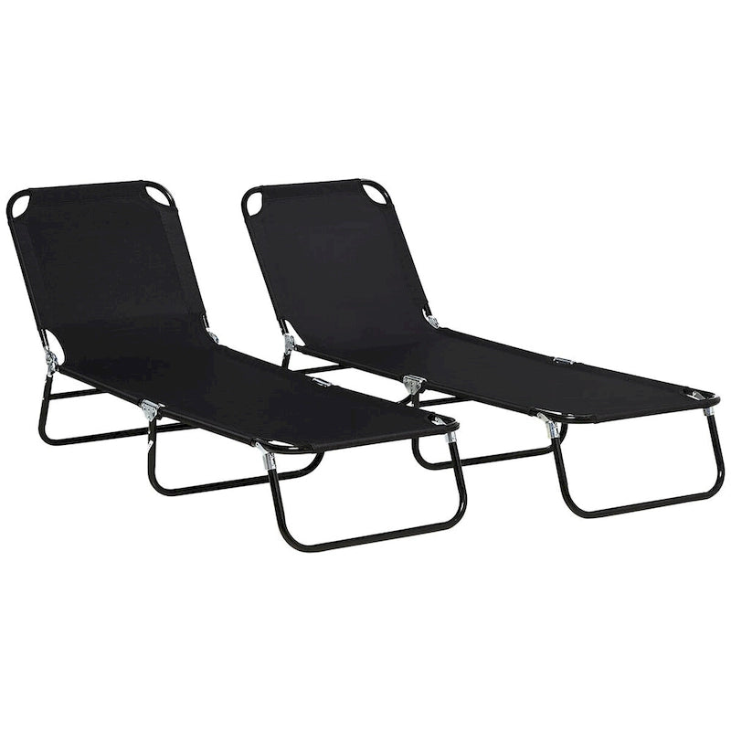 Chaise longue pliante d'extérieur en 2 parties avec dossier inclinable à 5 positions et structure en acier