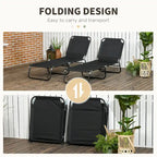 Chaise longue pliante d'extérieur en 2 parties avec dossier inclinable à 5 positions et structure en acier