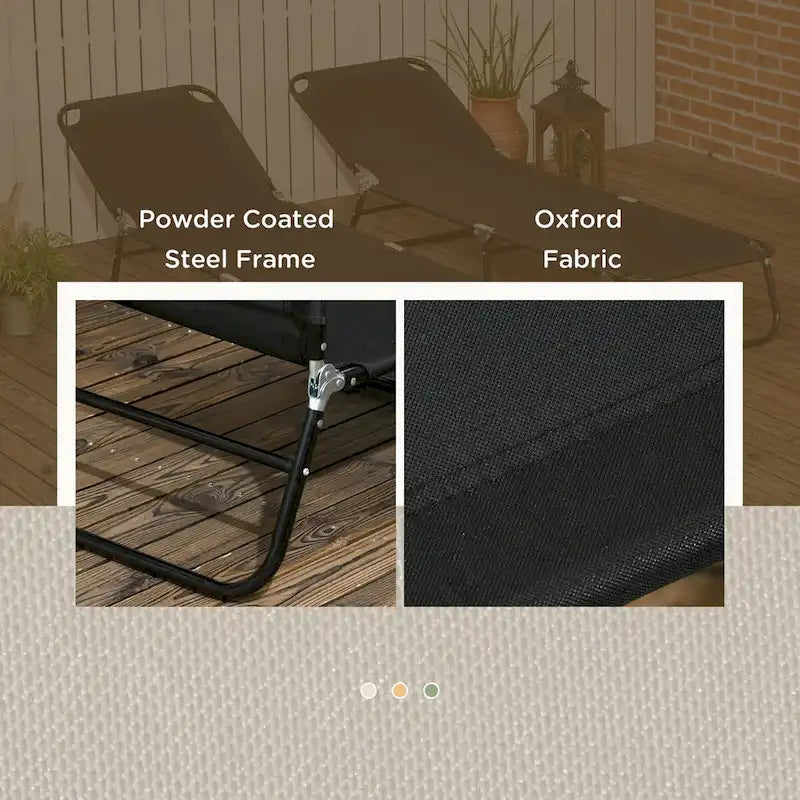Chaise longue pliante d'extérieur en 2 parties avec dossier inclinable à 5 positions et structure en acier