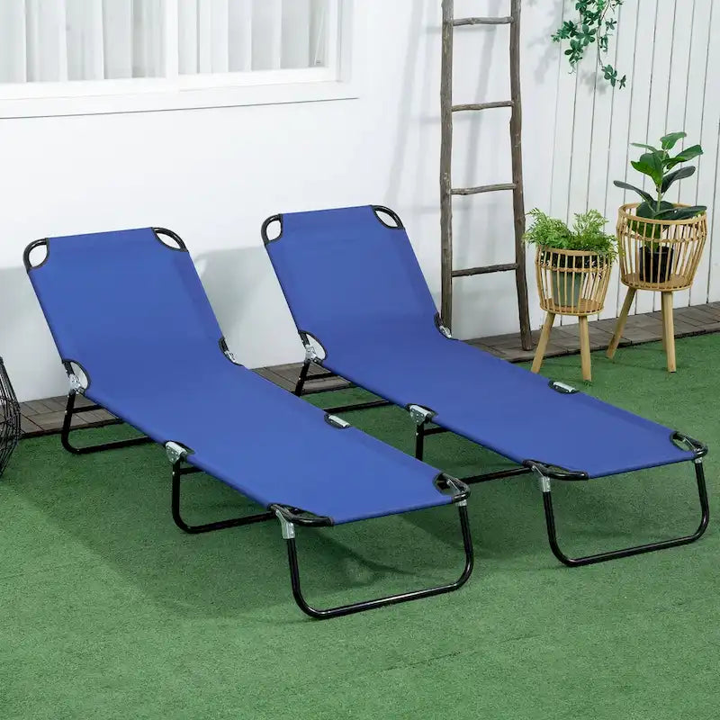 Chaise longue pliante d'extérieur en 2 parties avec dossier inclinable à 5 positions et structure en acier