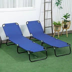 Chaise longue pliante d'extérieur en 2 parties avec dossier inclinable à 5 positions et structure en acier